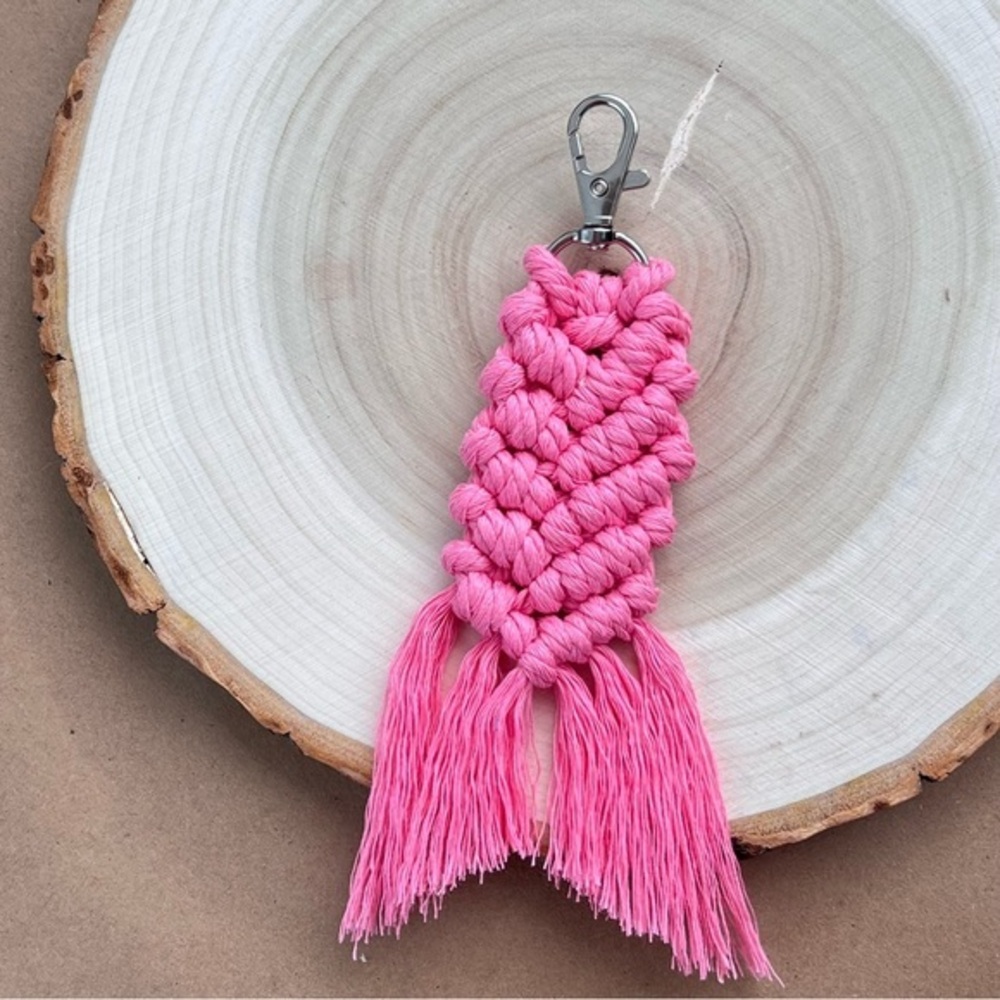 Mermaid Boho Handcrafted Hot Pink Tassel Keychain